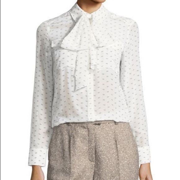 Escada Tops - Escada Elephant-Print Silk Necktie Blouse 14 NWT